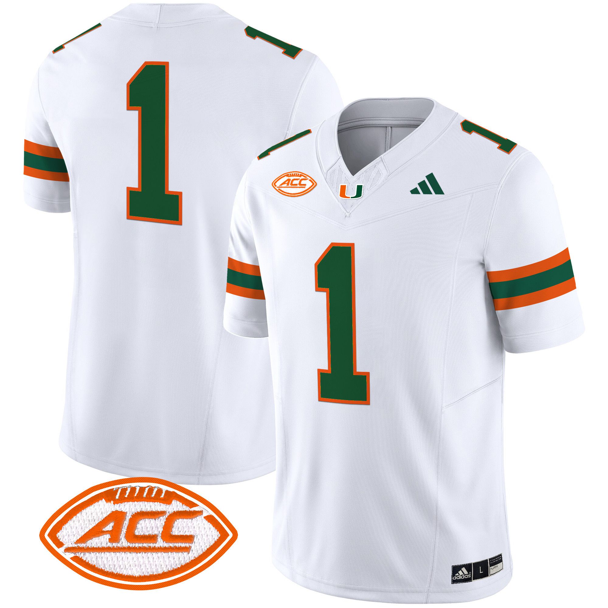Men Miami Hurricanes #1 No Name White 2024 Vapor Limited NCAA Jersey->ncaa teams->NCAA Jersey